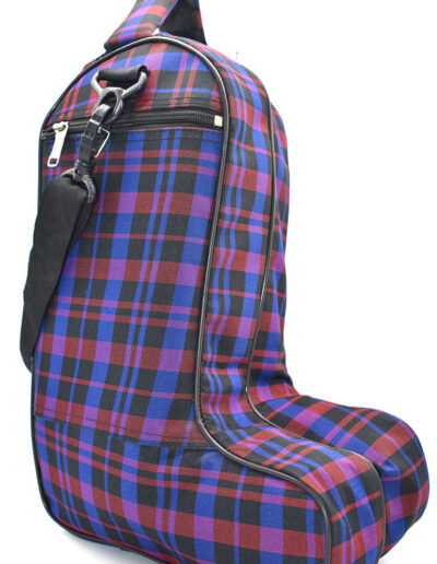 Blue tartan linedance boot bag