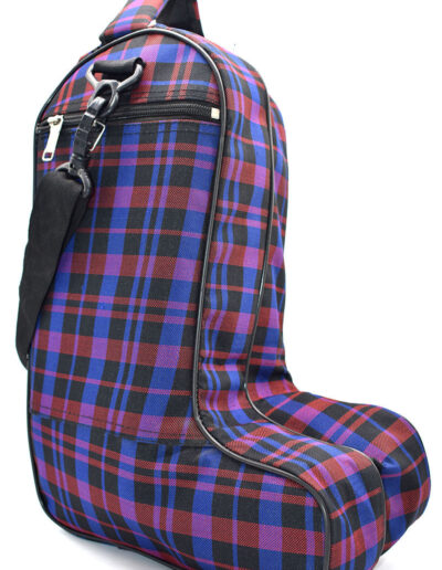 Blue tartan linedance boot bag next view