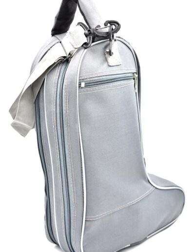 Grey boot bag zip view