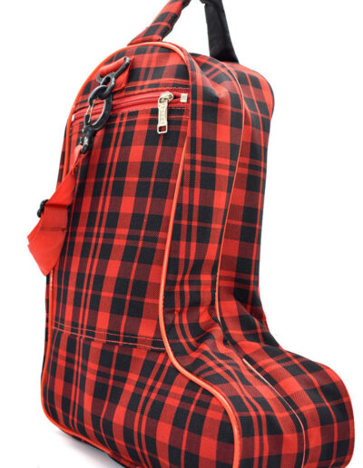 Red tartan linedance boot bag